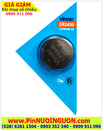 Vinnic CR2430, Pin 3V lithium Vinnic CR2430 (Dung lượng 290mAh, 24mmx3.0mm) chính hãng